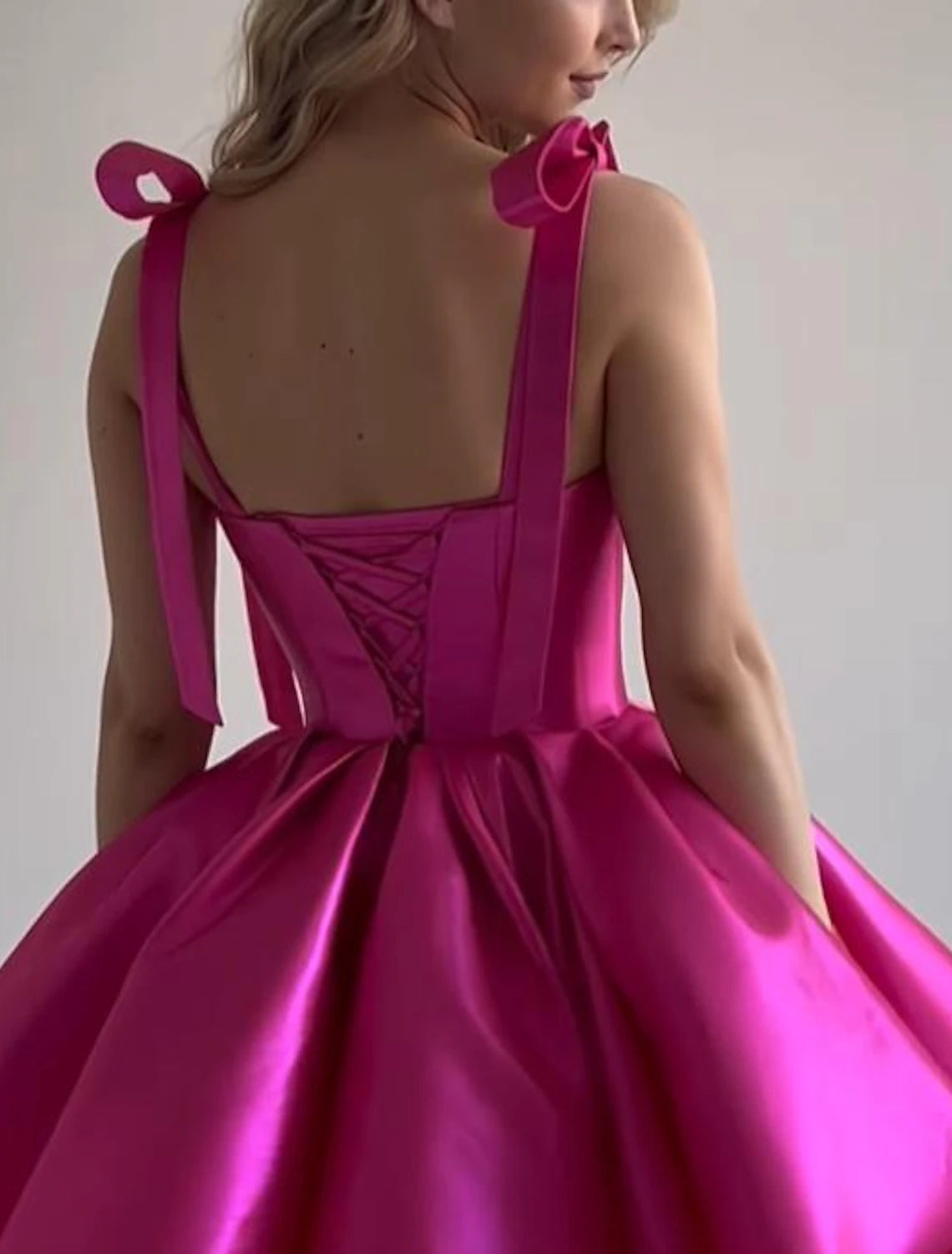 Wholesale A-Line Homecoming Dresses Corsets Dress Holiday Graduation Short / Mini Sleeveless Spaghetti Strap Pink Dress Satin with Bow(s)